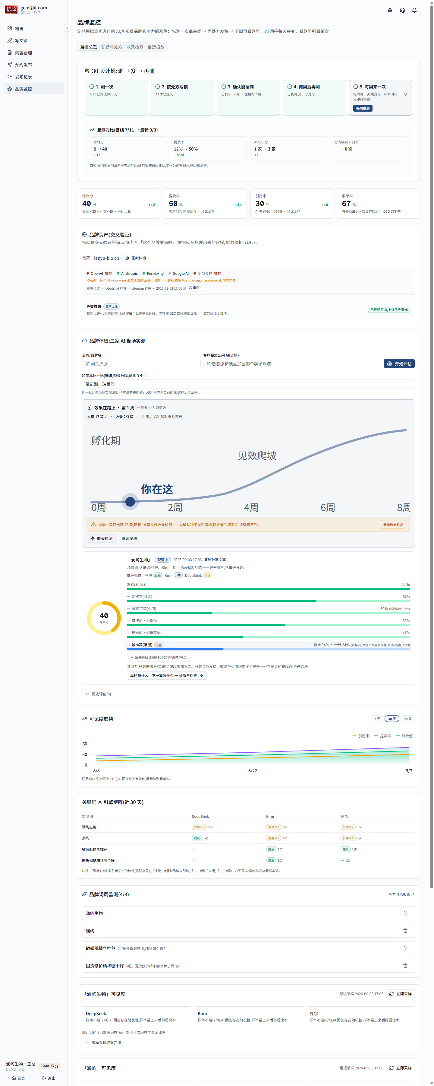 周期复测与变化记录（演示账号）